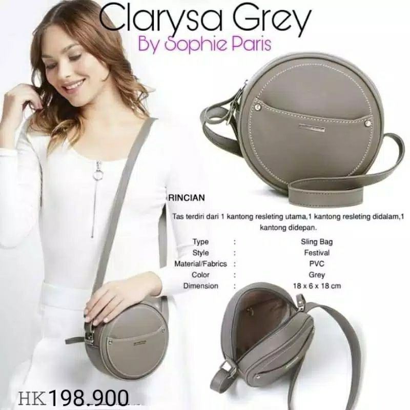 tas selempang clarysa grey bag by sophie martin paris