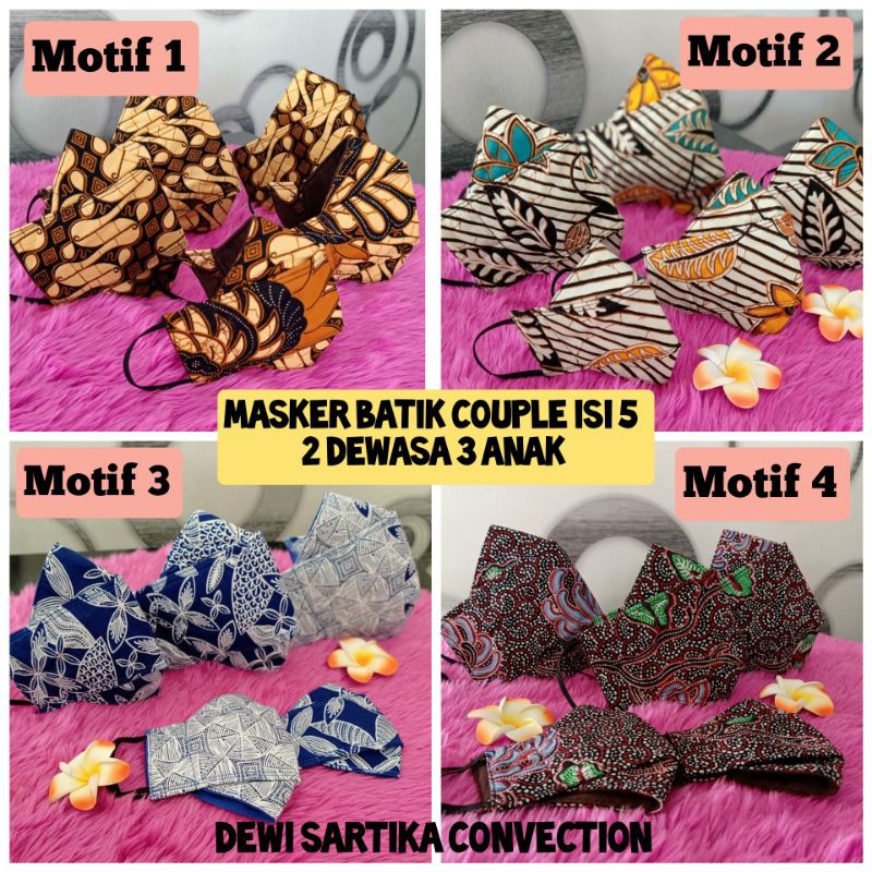 masker batik couple isi 5 / masker keluarga