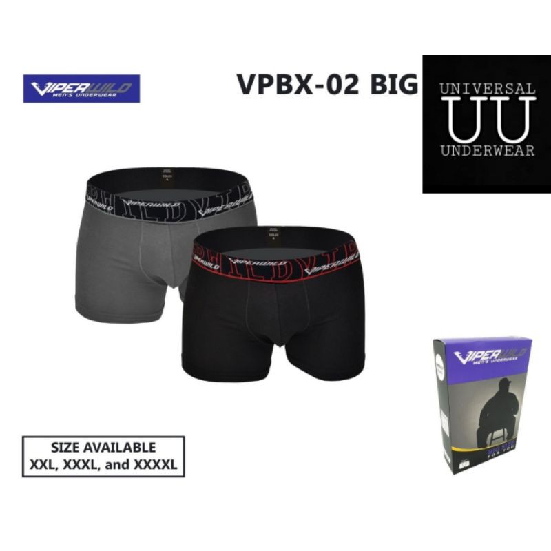 Boxer Cowok Celana Dalam Laki Laki Underwear Pria Dewasa Viper Big Size Vpbx-02 By Universal Underwear