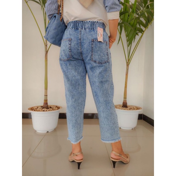 Feya Boyfriend Jeans Highwaist Pants Celana Panjang Denim Outfit Remaja Ootd Kekinian