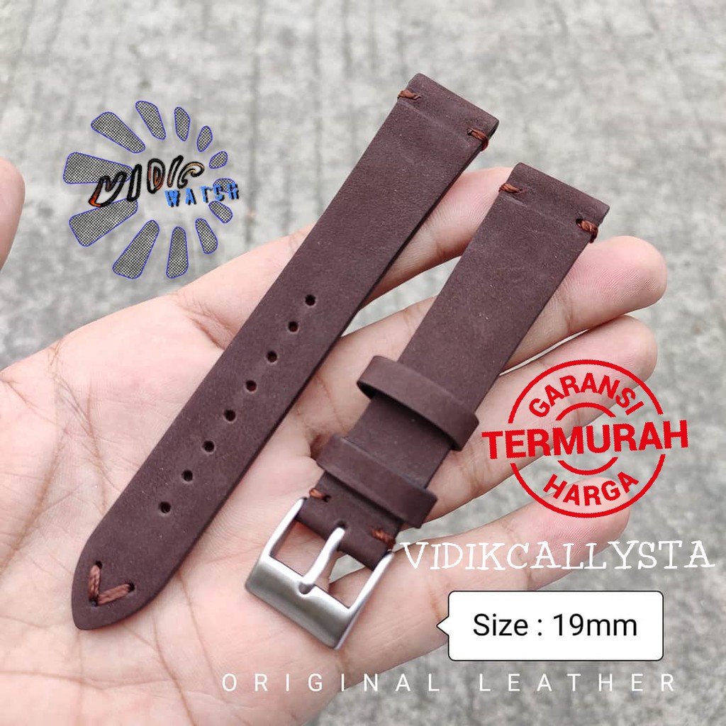 19mm Leather Strap watch Tali Jam Tangan Kulit Asli Brown PH19 19 MM Strap Jam Tangan Kulit 19mm