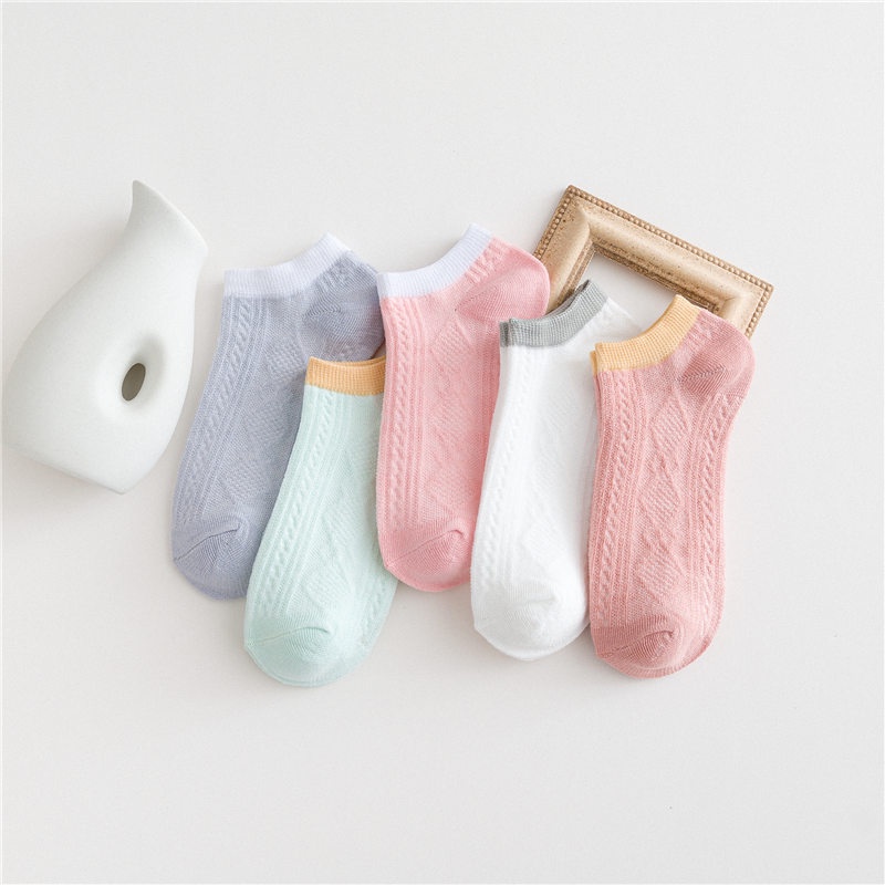MURMURE.ID | 5PCS KAOS KAKI WANITA IMPORT ALA KOREA ISI 5 PCS ANKLE SOCK 5IN1 CS031-RAJUT