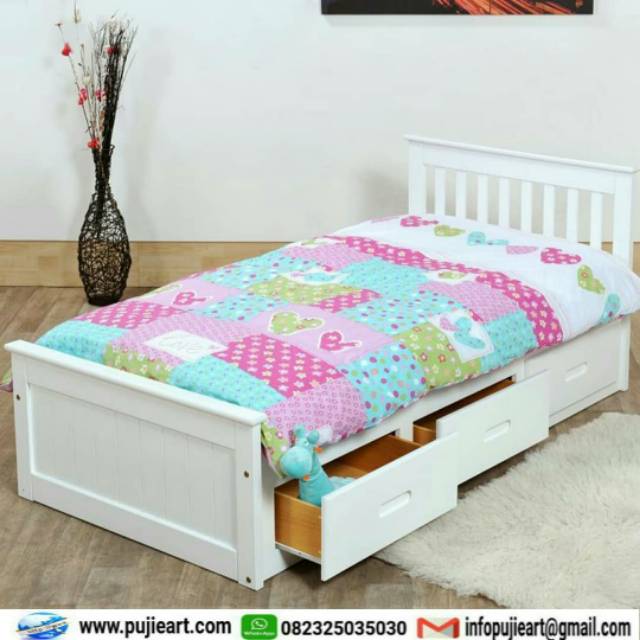 Tempat Tidur Anak Berlaci, Tempat Tidur Anak Laki-laki Perempuan, Ranjang Anak Laci Minimalis Murah