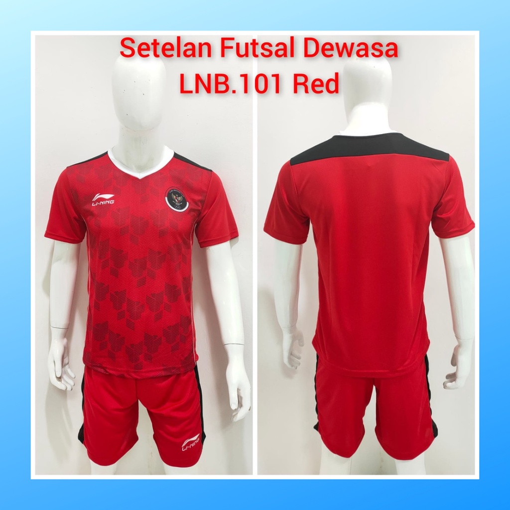 jersey futsal pria kaos sepak bola baju dan celana setelan wanita dewasa t-shirt outfit seragam sea games jarsey kostum olahraga pakaian apparel print sport jersy soccer casual jersi suit LNB101 merah