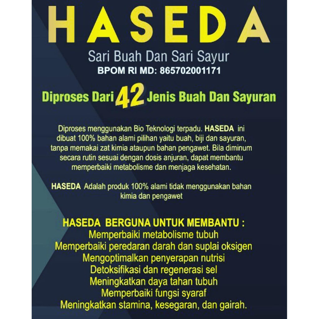 Haseda Obat Tetes Herbal Andalan Sari Buah Dan Sayur Indonesia