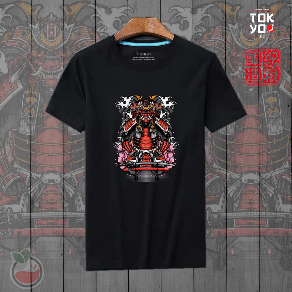 Lilipop Kaos Tshirt  Pria Samurai Ninja Jepang Ronin Baju Distro Basic Lengan Pendek Cowok Kasual