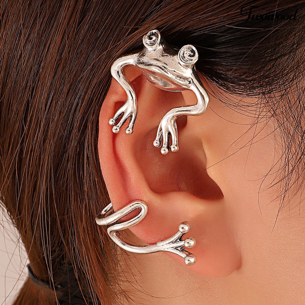 1pc Anting Klip Bentuk Katak Bahan Alloy Gaya Hip Hop Vintage Untuk Pesta