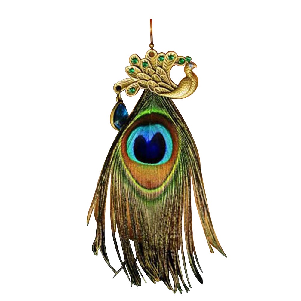 Hu Hu Hu Hu Hu Alat Bantu Pasang Kacamata♡ 1pc Anting Kait Gantung Statement Wanita Desain Bulu Merak Gaya Bohemian Menarik Untuk Hadiah