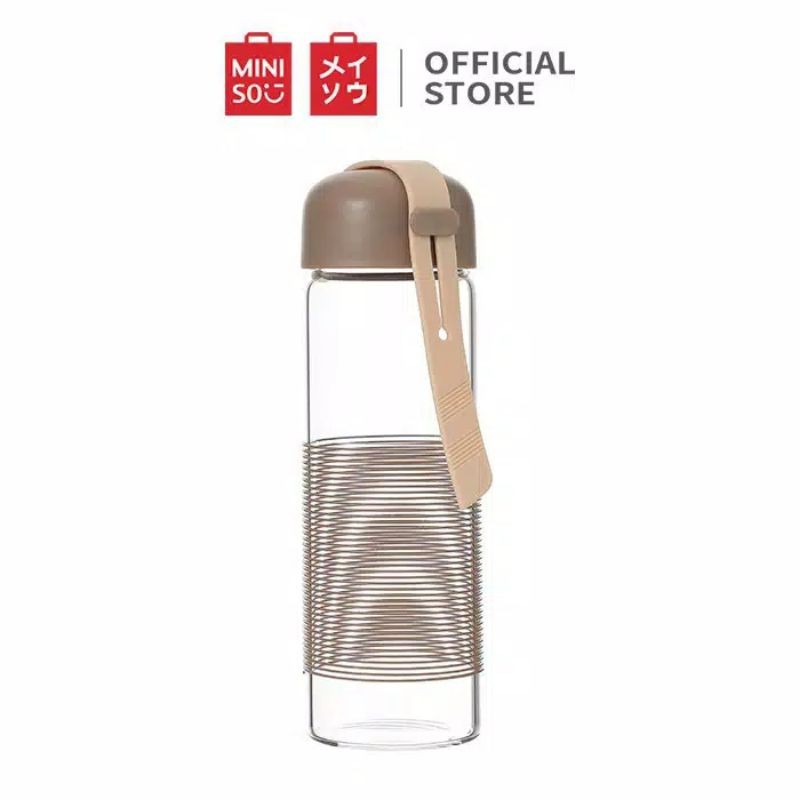 MINISO Botol Air Kaca Borosilikat Tinggi Dengan Tali 350ml