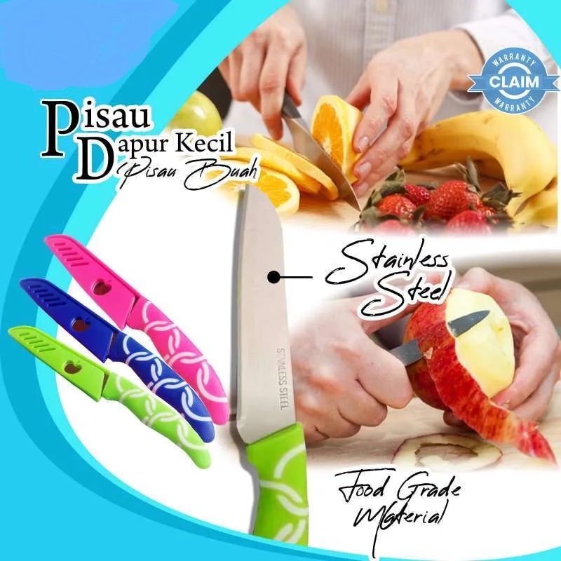 Pisau Apel Stainless Set 12pcs / Pisau Buah Stainless Tajam Set 12pcs / pisau sayur pengupas bawang buah apel korea knife dengan motif sarungapel