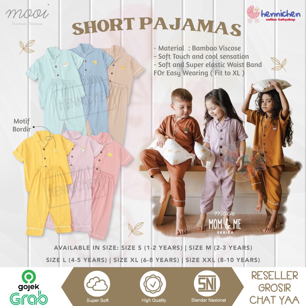 PROMO 7.7 PROMO BAJU LEBARAN MURAH MOOI Setelan Piyama Baju Tidur Ibu dan Anak Mom and Me Bamboo Viscose Bordir