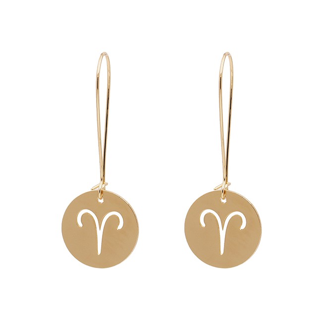LRC Anting Tusuk Fashion Constellation Geometric Round Hollow Alloy Earrings K43686