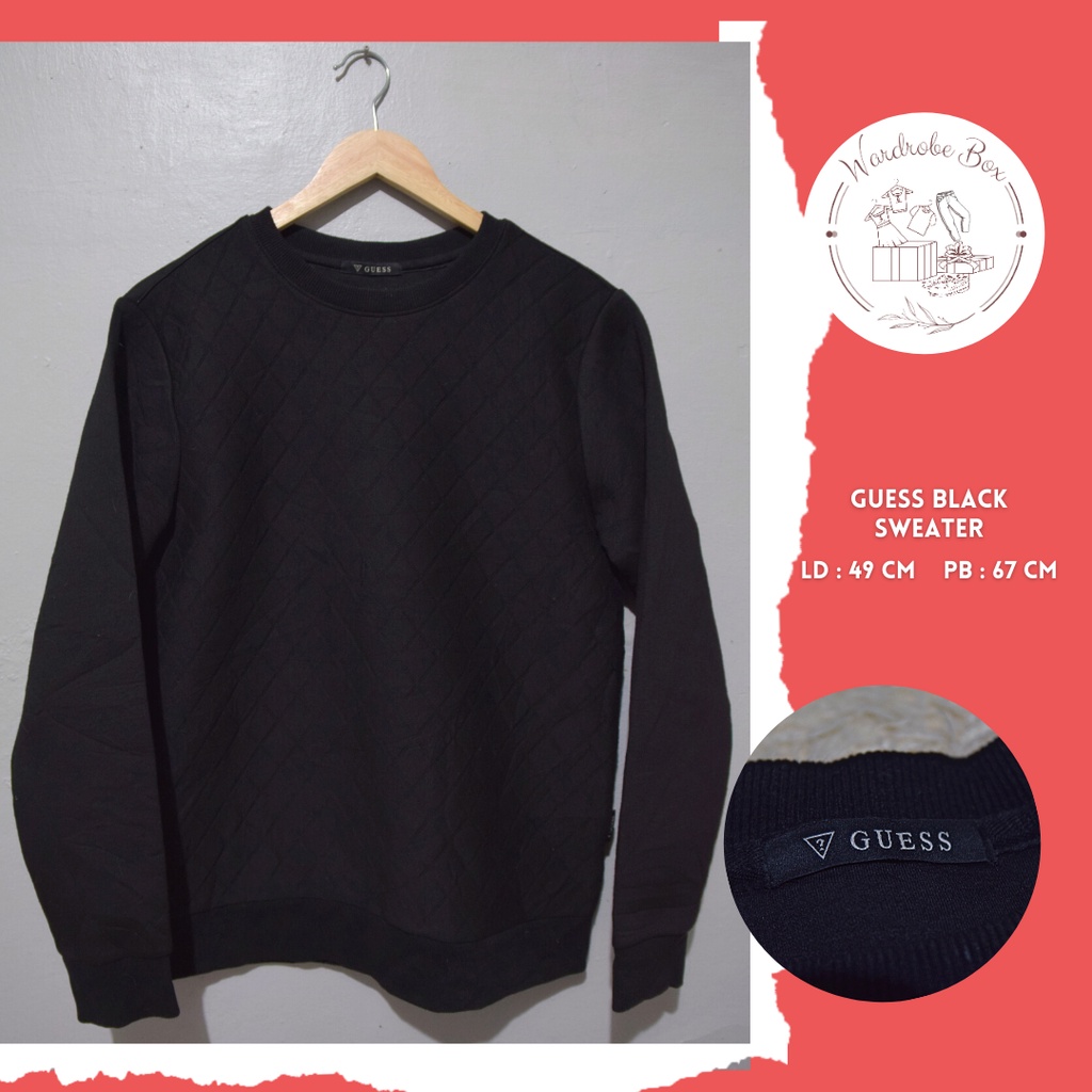 Guess Black Sweater / Baju Hangat Tebal Unisex Ori Preloved by Wardrobe Box