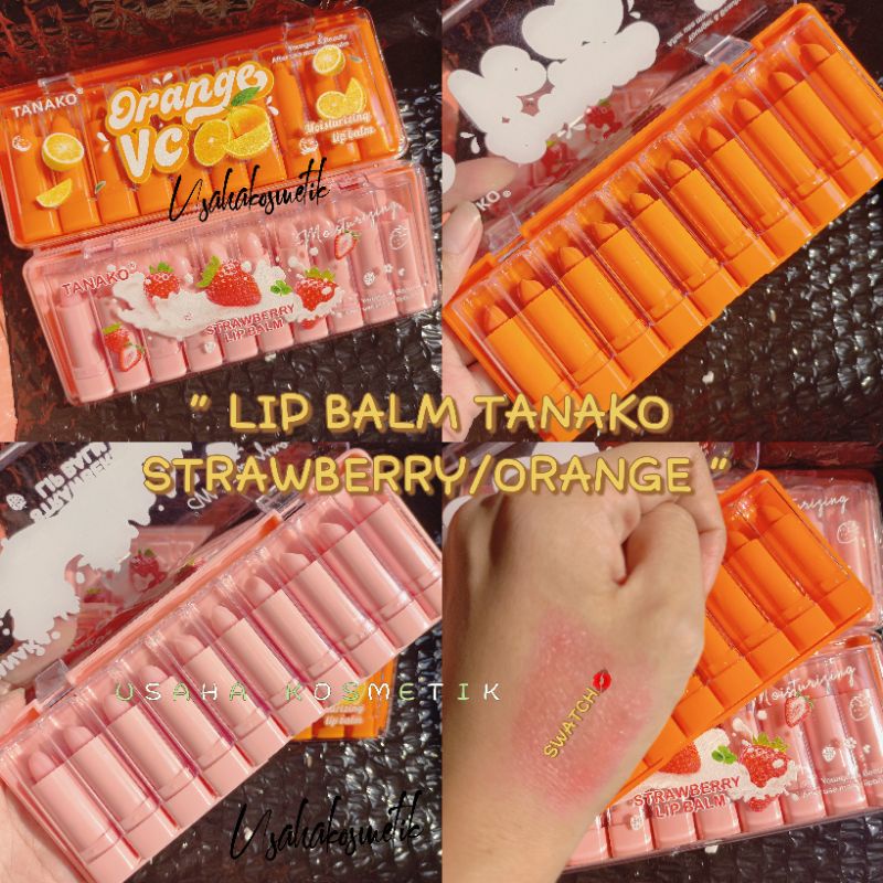 PROMO!! LIP BALM TANAKO ISI 10PC MOISTURIZING LIP BALM ORANGE/STRAWBERRY// PELEMBAB BIBIR//PERONA BIBIR