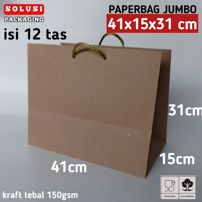 

PROMO isi 12 paperbag jumbo 41x15x31 / shopping bag / tas kertas paper bag