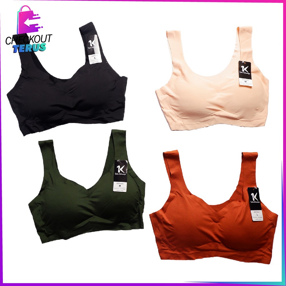 CT P44 Bra Busa Bahan Halus Tanpa Kawat Pakaian Dalam Wanita Elastis Sport Bra Bra Elastis BH Yoga Murah