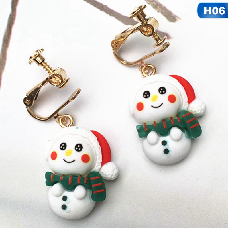 Fancyqube Anting Stud Desain Pohon Natal Santa Claus Untuk Wanita