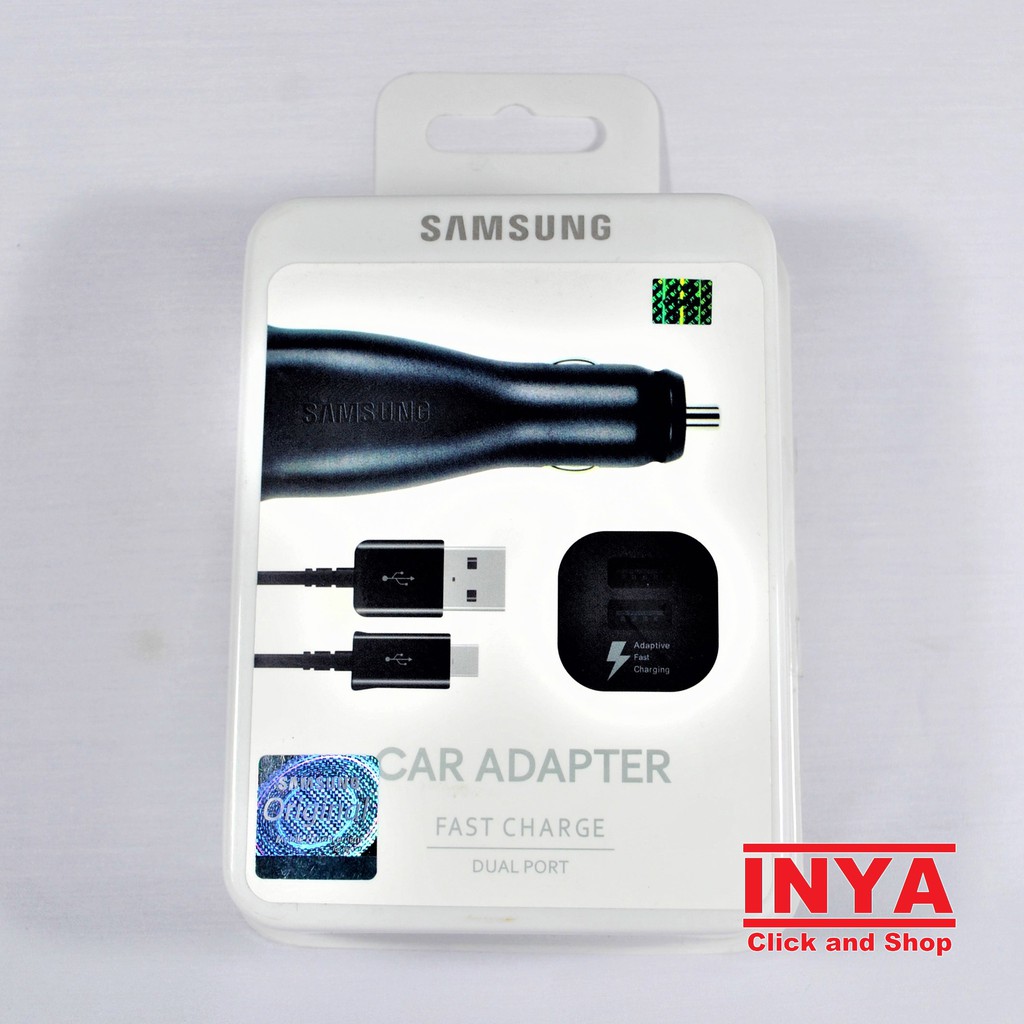 SAMSUNG CAR ADAPTER FAST CHARGE DUAL PORT ORIGINAL - CHARGER MOBIL