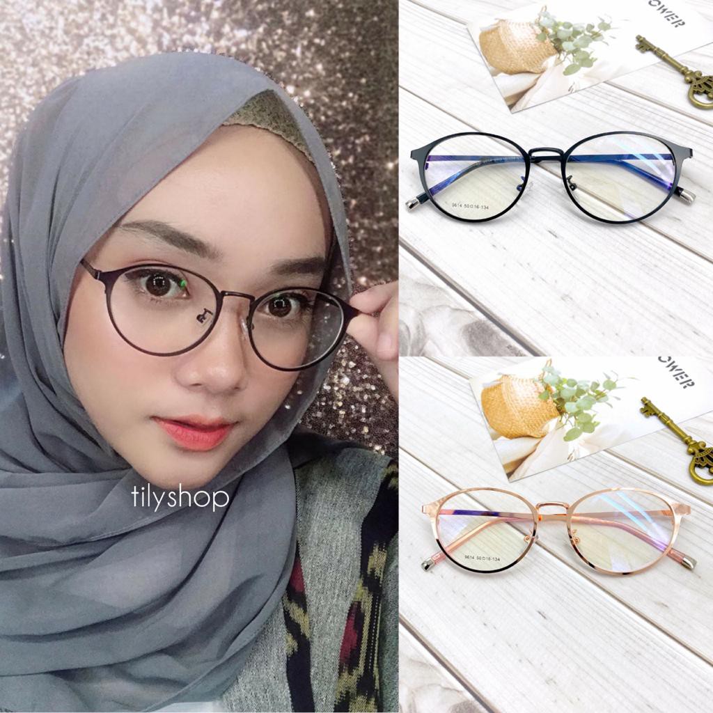 Frame Kacamata Minus Anti Radiasi 9614 Fashion Korea Besi Pria Wanita Termurah