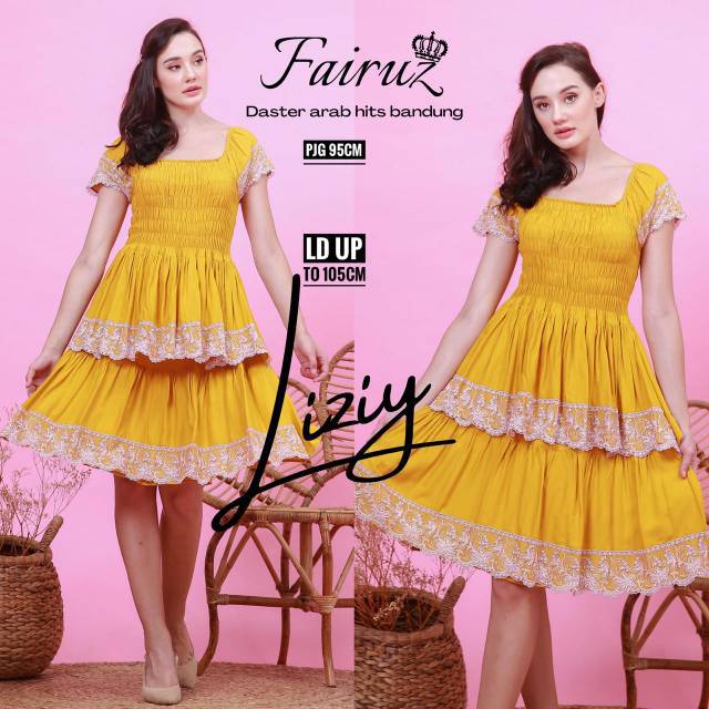 Daster Arab FAIRUZ LIZIY Mini Dress Kerut Smoke