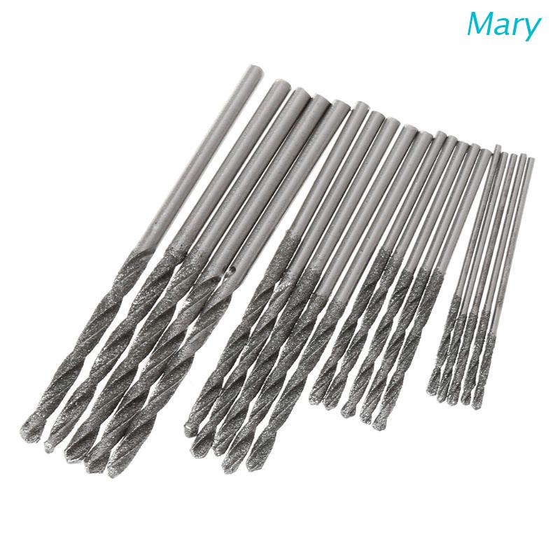 Mary 20Pcs / Set Mata Bor Twist Lapis Berlian 1mm 1.5mm 2mm 2.5mm Untuk Kaca / Metal / Ubin / Batu