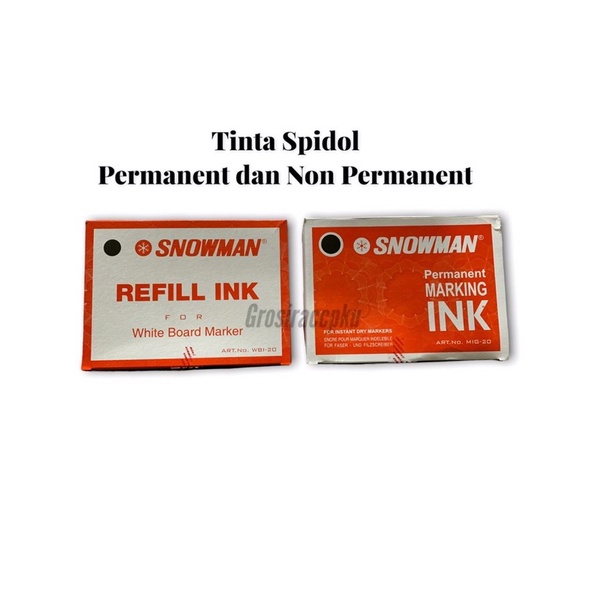 Refill Tinta Spidol Whiteboard / Permanent Snowman Hitam Murah Meriah