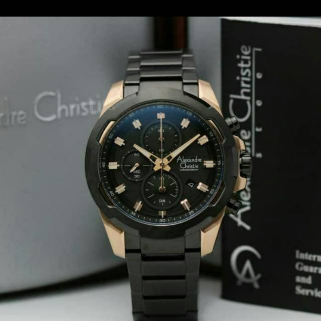 JAM TANGAN PRIA ALEXANDER CHRISTIE AC6523MC BLACK GOLD ORIGINAL