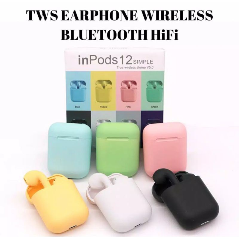 Headset Bluetooth Inpods 12 / TWS Headset Wireless Inpods12 Warna Hitam