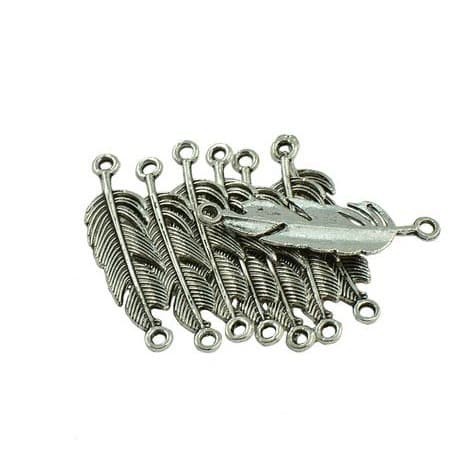 Feather Style Enamel - Conector Charm Bentuk Bulu (20pcs)