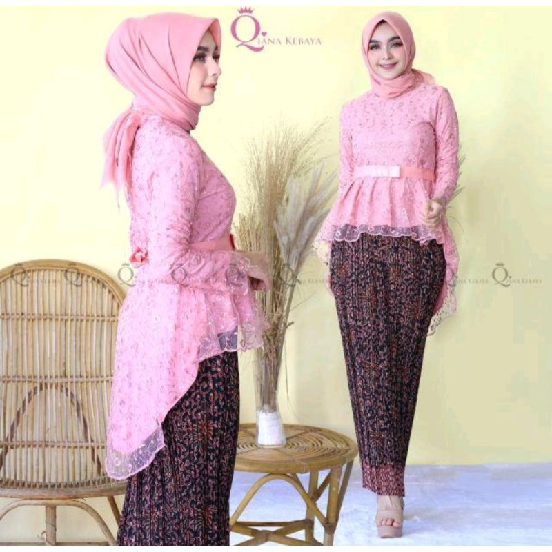 NEW MODEL  setelan kebaya Aurora tille / setelan kebaya Tulle Aurora qiana / kebaya modern / kebaya 