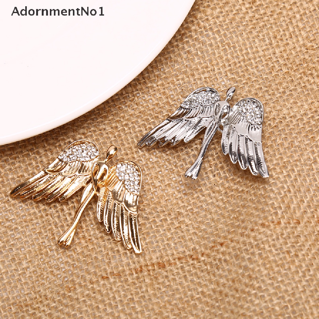 (AdornmentNo1) Bros Pin Desain Sayap Malaikat Hias Kristal Aksesoris Pria / Wanita