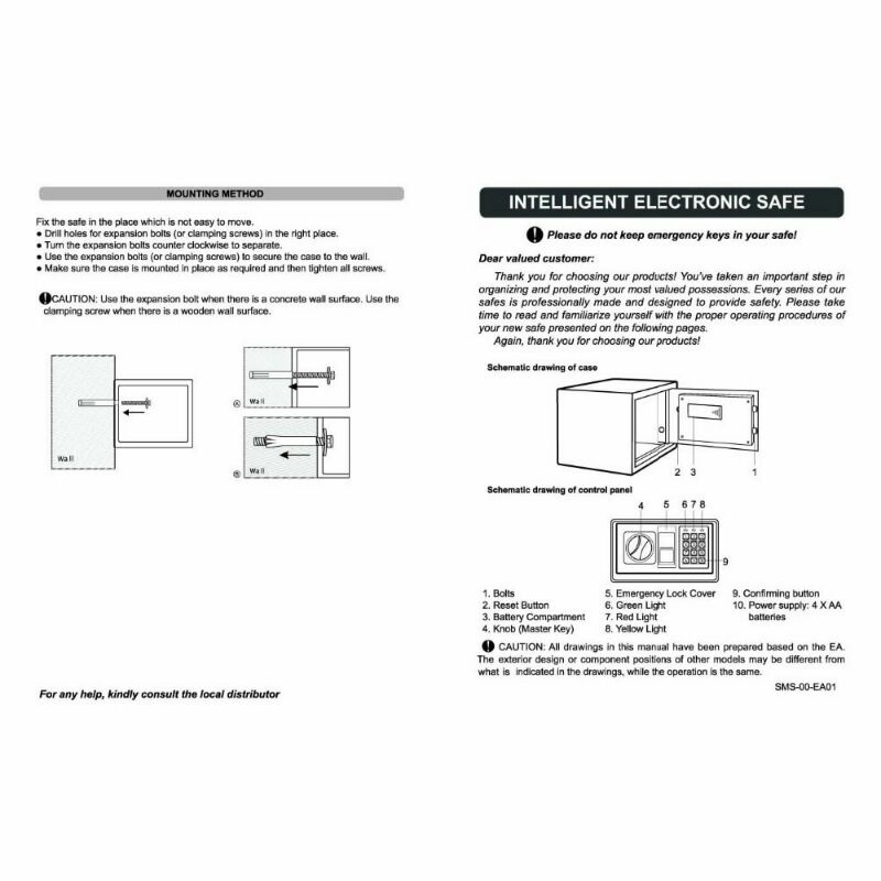 Brankas Mini Electric Password Safe Deposit Box Size MEDIUM - EB20 - Black