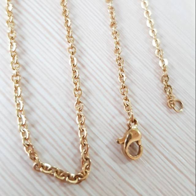 Kalung Nuri Titanium Gold 2mm &amp; 3mm