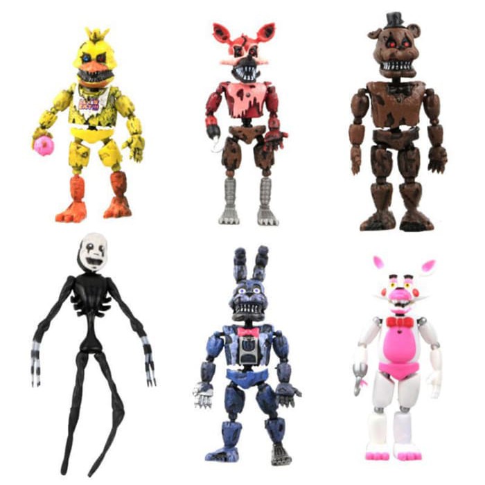 1set 6pcs figure fnaf freddy foxy chica import nightmare mainan topper