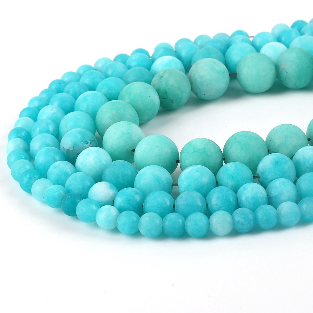 38-95 Pcs 4-10Mm Frosted Alami Amazonite Manik-manik Bulat untuk DIY Membuat Perhiasan Temuan Kalung Gelang Anting-Anting