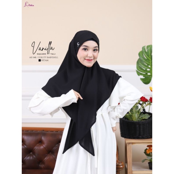 JILBAB SEGIEMPAT HIJAB KERUDUNG BERGO SQUARE TALI VANILLA BY ABIKA