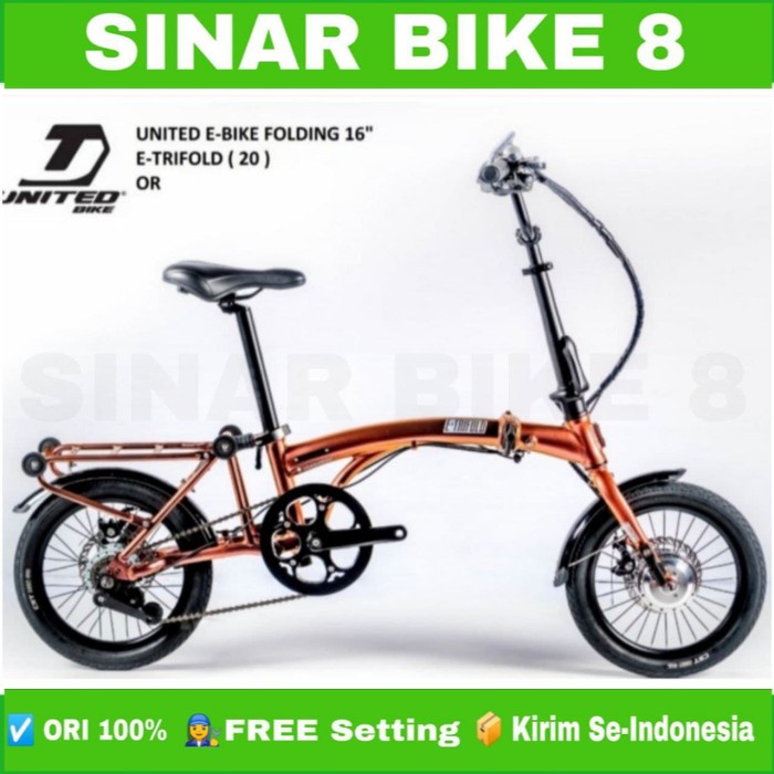 Sepeda Lipat Listrik Ukuran 16 Inch E Bike UNITED E TRIFOLD Electric