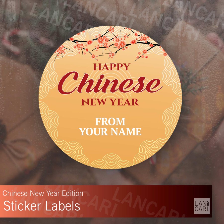 

Stiker Label Happy Chinese new year imlek modern Stickers custom