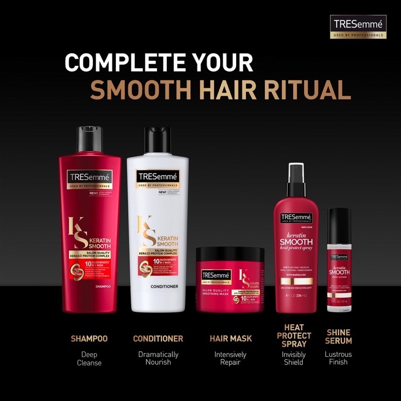 Tresemme Keratin Smooth Heat Protect Spray Marula Oil 236ml Original COD - Spray Rambut Protection 236 ml