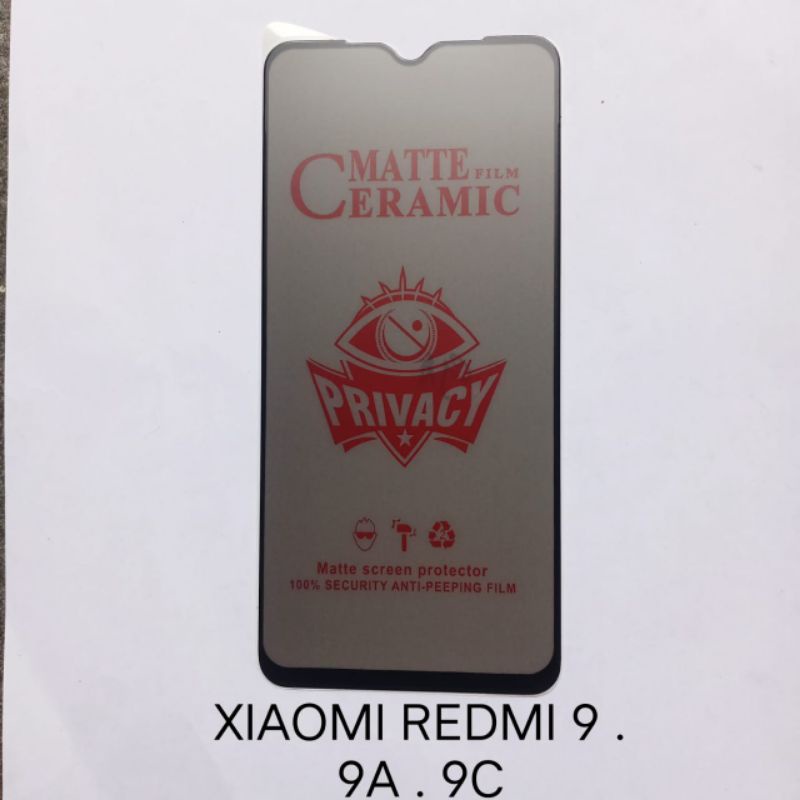 Tempered Glass SPY Xiaomi Redmi 8 / 8A / 8A PRO . Redmi 9A / 9C / 9 / 9 PRIME . Redmi Note 4 . Redmi Note 8 PRO . Redmi Note 9 Glass Privacy anti gores kaca spy anti gores kaca screen guard pelindung layar