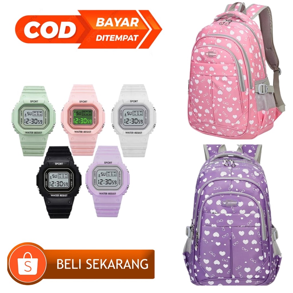 NIQABIS Tas Ransel Anak Perempuan TEAMO Tas Sekolah Anak TK SD SMP SMA SMK Tas Ransel Anak Cewek Ala Korea Style Tas Cewek Remaja Teenager Tas Les Tas Ngaji Tas Kursus Backpack Cewek Murah Tebal