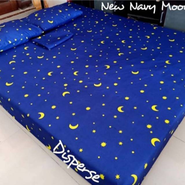 Sprei Hm Motif Navy Moon Star /yellow Moon Star