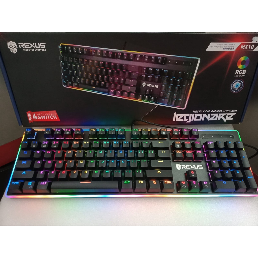 Rexus Keyboard Gaming Mechanical MX10 RGB / Rexus Legionare MX10 - Red Switch