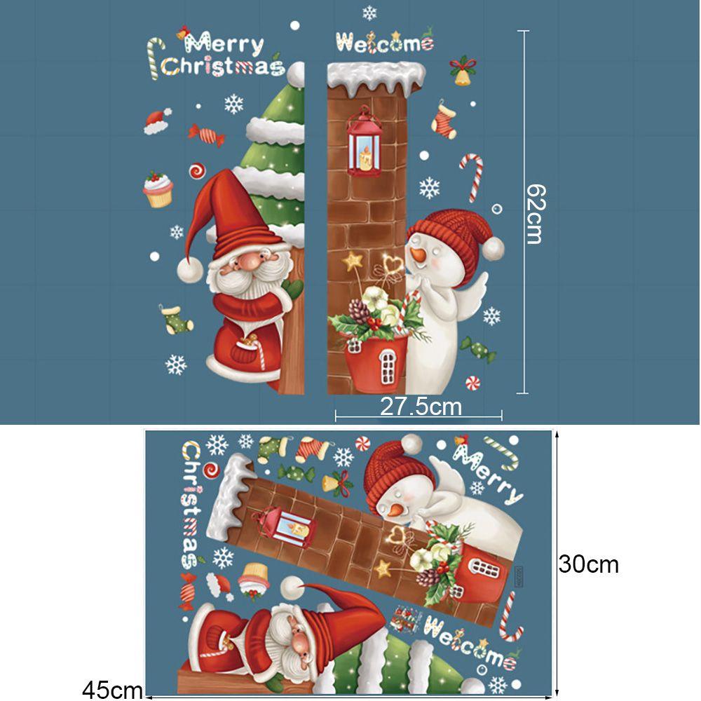 R-bunga Natal Stiker Kaca Craft Dekorasi Rumah Perlengkapan Pesta Snowman Gnome