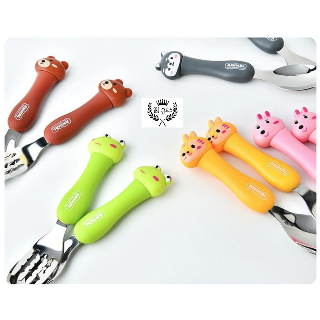 Alat makan Sendok Garpu Set Anak 304 SUS Stainless Steel Animal Series