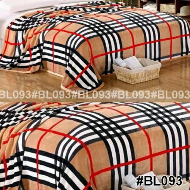 Selimut Bulu Halus IMPORT MURAH Motif Burberry Cantik