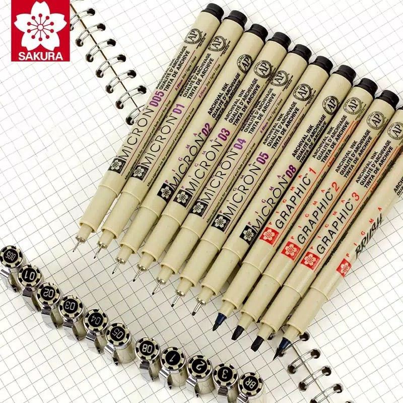 

[GAEKOPEDIA] 12 Size Drawing Pen Sakura Picma Micron Black Ink Pen