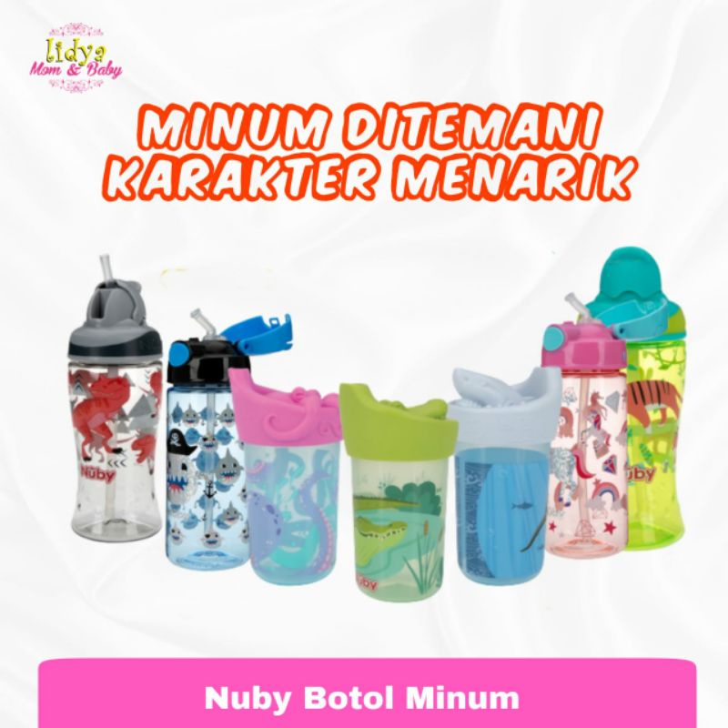 Nuby Botol Minum Sedotan Karakter Anak Anti Tumpah BPA Free