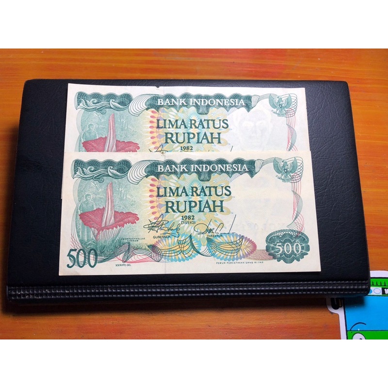 Uang Kuno 500 Rupiah Bunga Bangkai Seri X Gress 2 Lembar