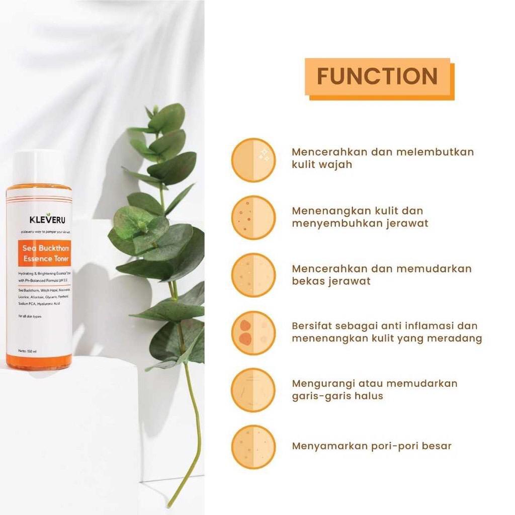 KLEVERU Sea Buckthorn Cleansing Gel Essence Toner Vitamin C 10% Ferulic Serum Glass Skin Overnight